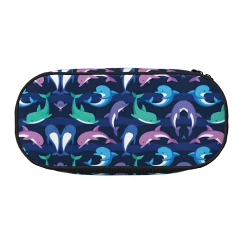 JEJEA Federmäppchen mit Delfin-Druck, große Kapazität, große Aufbewahrung, hohe Kapazität, Beutel, Organizer, Box, Schwarz , Einheitsgröße, Taschen-Organizer von JEJEA