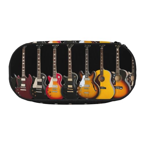 JEJEA Federmäppchen mit E-Gitarren-Aufdruck, großes Fassungsvermögen, große Aufbewahrung, hohe Kapazität, Beutelhalter, Organizer, Schwarz , Einheitsgröße, Taschen-Organizer von JEJEA