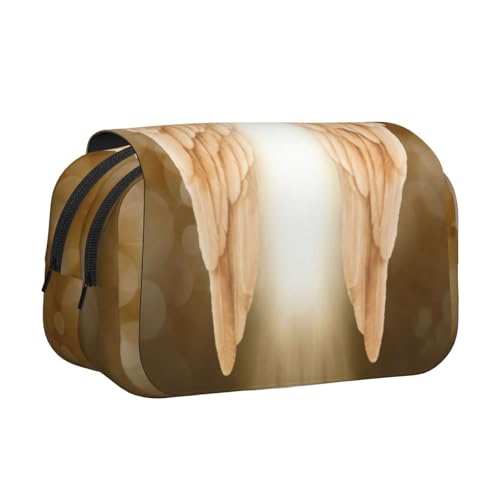 JEJEA Federmäppchen mit Engelsflügel-Aufdruck, Federmäppchen, Halter für Bleistifte, Make-up, Mehrzweck-Organizer-Box für Erwachsene, Schwarz , Einheitsgröße, Kulturbeutel von JEJEA