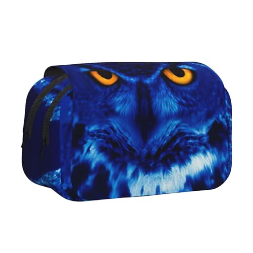 JEJEA Federmäppchen mit Eulen-Motiv, für Bleistifte, Make-up, Mehrzweck-Organizer-Box für Erwachsene, Blau, Schwarz , Einheitsgröße, Kulturbeutel von JEJEA