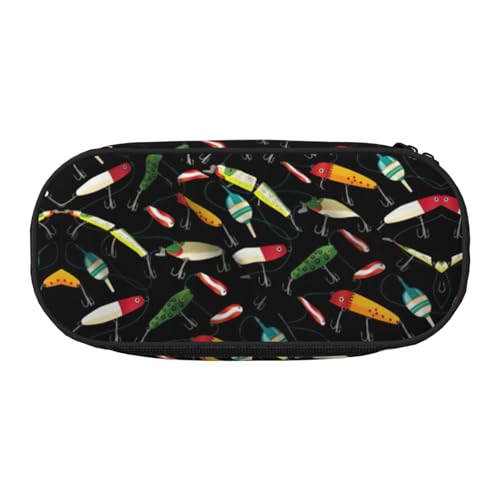 JEJEA Federmäppchen mit Fischköderaufdruck, großes Fassungsvermögen, große Aufbewahrung, hohe Kapazität, Beutelhalter, Organizer, Schwarz , Einheitsgröße, Taschen-Organizer von JEJEA