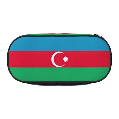 JEJEA Federmäppchen mit Flagge von Aserbaidschan, großes Fassungsvermögen, große Aufbewahrung, hohe Kapazität, Beutelhalter, Organizer, Schwarz , Einheitsgröße, Taschen-Organizer von JEJEA