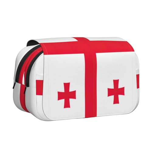 JEJEA Federmäppchen mit Flagge von Georgia, bedruckt, für Bleistifte, Make-up, Mehrzweck-Organizer-Box für Erwachsene, Schwarz , Einheitsgröße, Kulturbeutel von JEJEA