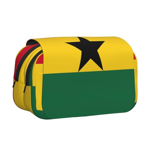 JEJEA Federmäppchen mit Flagge von Ghana, bedruckt, für Bleistifte, Make-up, Mehrzweck-Organizer-Box für Erwachsene, Schwarz , Einheitsgröße, Kulturbeutel von JEJEA
