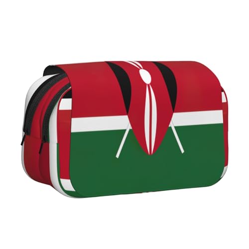 JEJEA Federmäppchen mit Flagge von Kenia, bedruckt, für Bleistifte, Make-up, Mehrzweck-Organizer-Box für Erwachsene, Schwarz , Einheitsgröße, Kulturbeutel von JEJEA