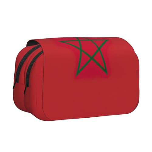 JEJEA Federmäppchen mit Flagge von Marokko, bedruckt, für Bleistifte, Make-up, Mehrzweck-Organizer-Box für Erwachsene, Schwarz , Einheitsgröße, Kulturbeutel von JEJEA