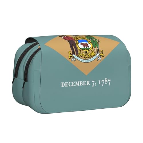 JEJEA Federmäppchen mit Flaggenmotiv von Delaware, für Bleistifte, Make-up, Mehrzweck-Organizer-Box für Erwachsene, Schwarz , Einheitsgröße, Kulturbeutel von JEJEA