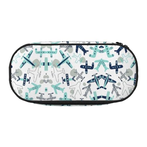 JEJEA Federmäppchen mit Flugzeugdruck, großes Fassungsvermögen, große Aufbewahrung, hohe Kapazität, Beutelhalter, Organizer, Schwarz , Einheitsgröße, Taschen-Organizer von JEJEA