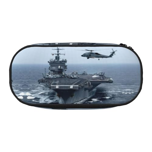 JEJEA Federmäppchen mit Flugzeugträger-Aufdruck, großes Fassungsvermögen, große Aufbewahrung, hohe Kapazität, Beutelhalter, Organizer, Schwarz , Einheitsgröße, Taschen-Organizer von JEJEA