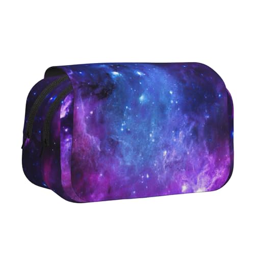 JEJEA Federmäppchen mit Galaxie-Druck, für Bleistifte, Make-up, Mehrzweck-Organizer-Box für Erwachsene, Blau, Schwarz , Einheitsgröße, Kulturbeutel von JEJEA