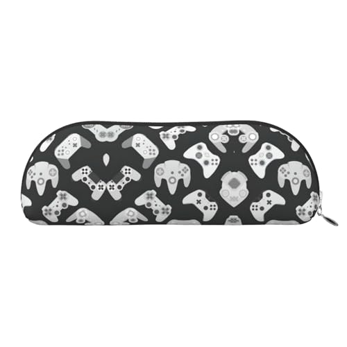 JEJEA Federmäppchen mit Game-Controller-Druck, Leder, mit Reißverschluss, Federmäppchen, Federmäppchen, Make-up-Kosmetiktasche, silber, Einheitsgröße, Kulturbeutel von JEJEA