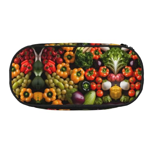 JEJEA Federmäppchen mit Gemüse und Früchten, großes Fassungsvermögen, große Aufbewahrung, hohe Kapazität, Beutelhalter, Organizer, Schwarz , Einheitsgröße, Taschen-Organizer von JEJEA