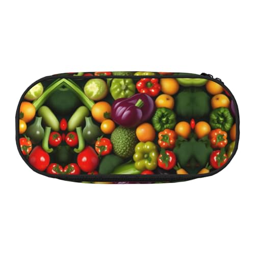 JEJEA Federmäppchen mit Gemüse und Früchten, großes Fassungsvermögen, große Aufbewahrung, hohe Kapazität, Beutelhalter, Organizer, Schwarz , Einheitsgröße, Taschen-Organizer von JEJEA