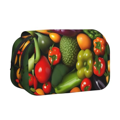 JEJEA Federmäppchen mit Gemüse- und Obst-Aufdruck, Federmäppchen, Halter für Bleistifte, Make-up, Mehrzweck-Organizer-Box für Erwachsene, Schwarz , Einheitsgröße, Kulturbeutel von JEJEA