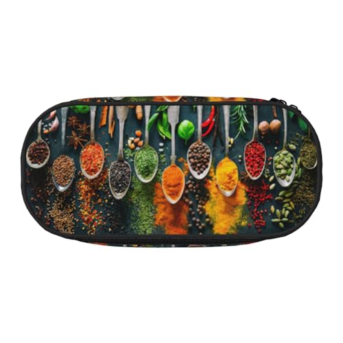 JEJEA Federmäppchen mit Gewürz-Aufdruck, großes Fassungsvermögen, große Aufbewahrung, hohe Kapazität, Beutelhalter, Organizer, Schwarz , Einheitsgröße, Taschen-Organizer von JEJEA