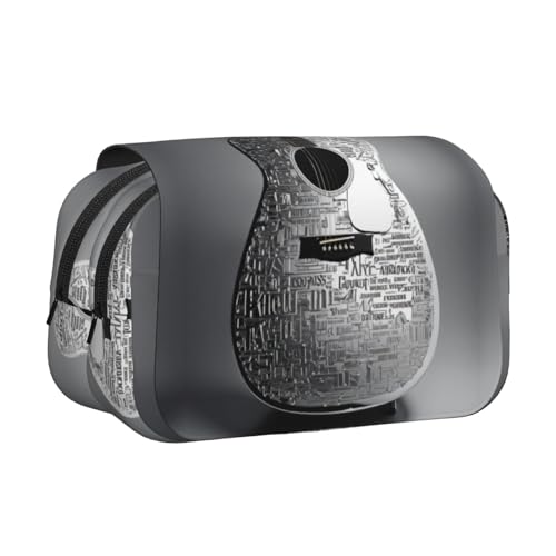 JEJEA Federmäppchen mit Gitarrenmuster, Federmäppchen, Halter für Bleistifte, Make-up, Mehrzweck-Organizer-Box für Erwachsene, Schwarz , Einheitsgröße, Kulturbeutel von JEJEA