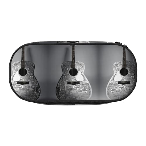 JEJEA Federmäppchen mit Gitarrenmuster, großes Fassungsvermögen, große Aufbewahrung, hohe Kapazität, Beutelhalter, Organizer, Schwarz , Einheitsgröße, Taschen-Organizer von JEJEA