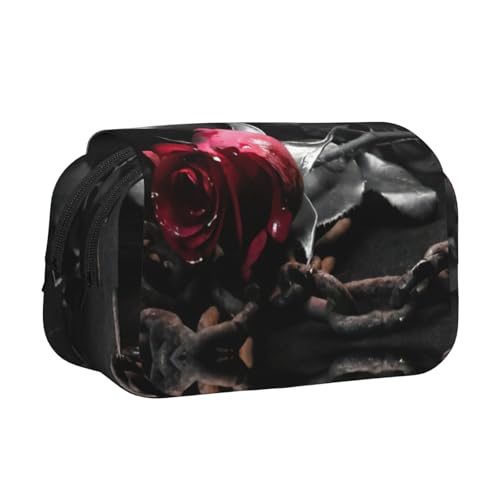 JEJEA Federmäppchen mit Gothic-Motiv, schwarze Rosen, für Bleistifte, Make-up, Mehrzweck-Organizer-Box für Erwachsene, Schwarz , Einheitsgröße, Kulturbeutel von JEJEA