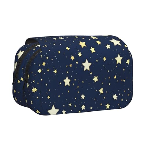 JEJEA Federmäppchen mit Himmel und Sternen, marineblau, für Bleistifte, Make-up, Mehrzweck-Organizer-Box für Erwachsene, Schwarz , Einheitsgröße, Kulturbeutel von JEJEA