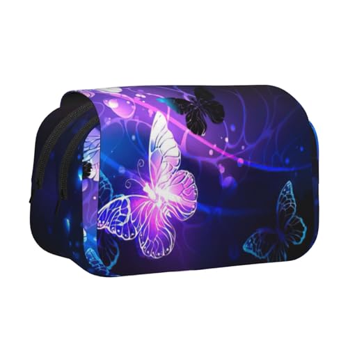 JEJEA Federmäppchen mit Hintergrund mit Nachtschmetterlingen, Stifteetui, Halter für Bleistifte, Make-up, Mehrzweck-Organizer-Box für Erwachsene, Schwarz , Einheitsgröße, Kulturbeutel von JEJEA