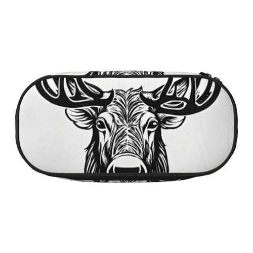 JEJEA Federmäppchen mit Hirschdruck, großes Fassungsvermögen, große Aufbewahrung, hohe Kapazität, Beutel, Organizer, Box, Schwarz , Einheitsgröße, Taschen-Organizer von JEJEA