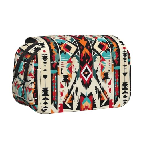 JEJEA Federmäppchen mit Indianer-Muster, für Bleistifte, Make-up, Mehrzweck-Organizer-Box für Erwachsene, Schwarz , Einheitsgröße, Kulturbeutel von JEJEA