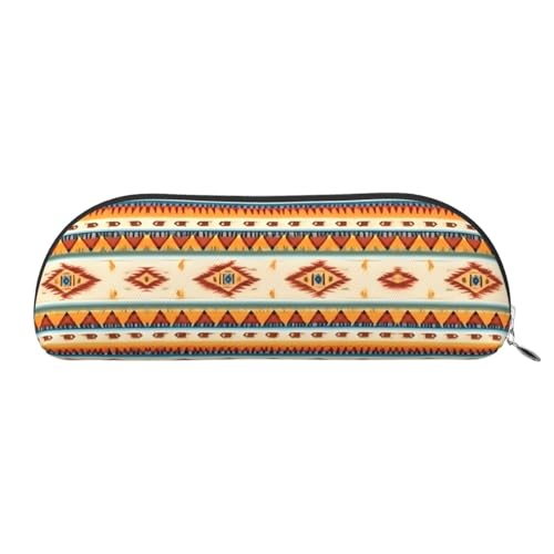 JEJEA Federmäppchen mit Indianeraufdruck, Leder, mit Reißverschluss, Federmäppchen, Federmäppchen, Make-up-Kosmetiktasche, Silber, One Size, Kulturbeutel von JEJEA