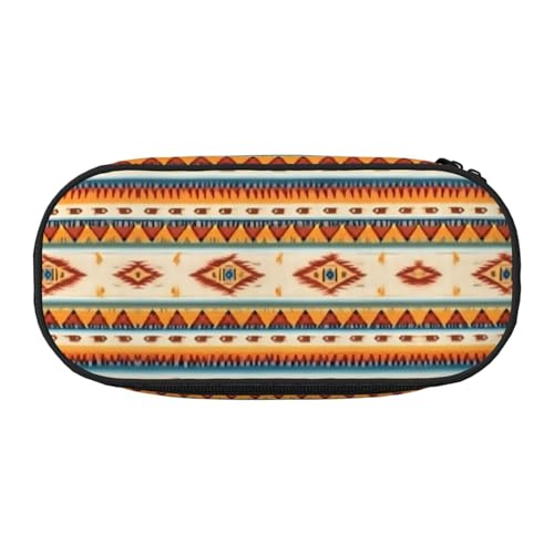 JEJEA Federmäppchen mit Indianeraufdruck, großes Fassungsvermögen, große Aufbewahrung, hohe Kapazität, Beutelhalter, Organizer, Schwarz , Einheitsgröße, Taschen-Organizer von JEJEA