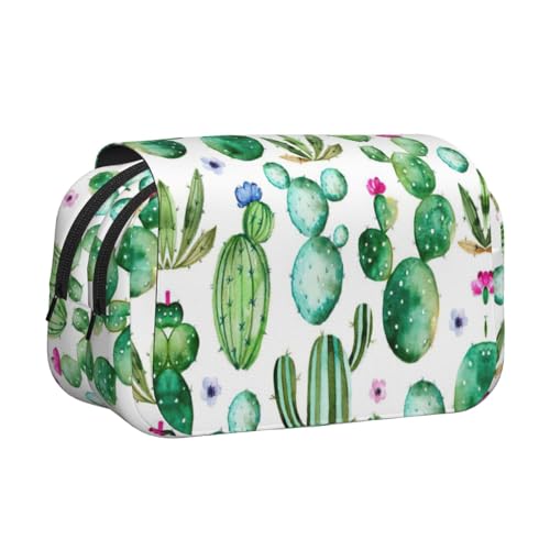 JEJEA Federmäppchen mit Kaktus-Blumendruck, Federmäppchen, Halter für Bleistifte, Make-up, Mehrzweck-Organizer-Box für Erwachsene, Schwarz , Einheitsgröße, Kulturbeutel von JEJEA