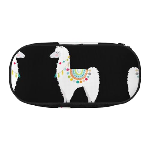 JEJEA Federmäppchen mit Lama-Aufdruck, großes Fassungsvermögen, große Aufbewahrung, hohe Kapazität, Beutelhalter, Organizer, Schwarz , Einheitsgröße, Taschen-Organizer von JEJEA