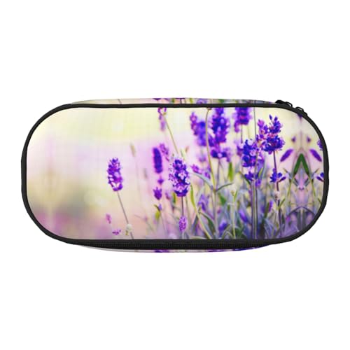 JEJEA Federmäppchen mit Lavendelblüten-Aufdruck, große Kapazität, große Aufbewahrung, hohe Kapazität, Beutelhalter, Organizer, Schwarz , Einheitsgröße, Taschen-Organizer von JEJEA