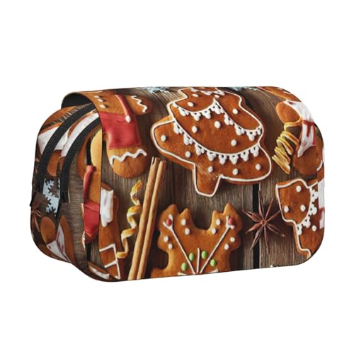 JEJEA Federmäppchen mit Lebkuchen-Motiv, multifunktional, für Erwachsene, Bleistifte, Make-up, Mehrzweck-Organizer-Box, Schwarz , Einheitsgröße, Kulturbeutel von JEJEA