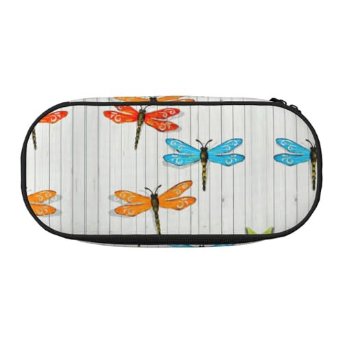 JEJEA Federmäppchen mit Libellenzaun-Aufdruck, großes Fassungsvermögen, große Aufbewahrung, hohe Kapazität, Beutelhalter, Organizer, Schwarz , Einheitsgröße, Taschen-Organizer von JEJEA