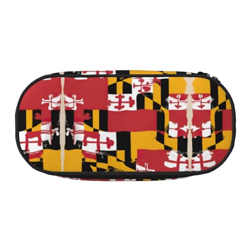 JEJEA Federmäppchen mit Maryland-Flagge, großes Fassungsvermögen, große Aufbewahrung, hohe Kapazität, Beutel, Beutel, Organizer, Box, Schwarz , Einheitsgröße, Taschen-Organizer von JEJEA