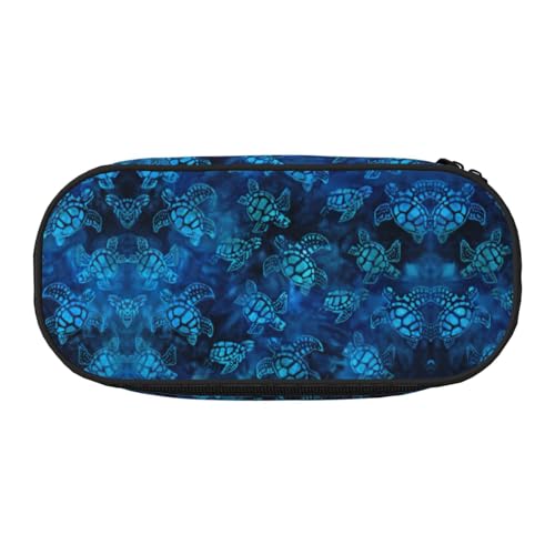 JEJEA Federmäppchen mit Meeresschildkröten-Aufdruck, großes Fassungsvermögen, große Aufbewahrung, hohe Kapazität, Beutel, Beutel, Organizer, Blau, Schwarz , Einheitsgröße, Taschen-Organizer von JEJEA