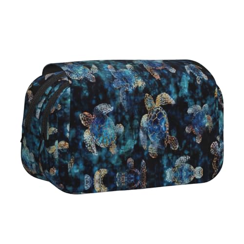 JEJEA Federmäppchen mit Meeresschildkröten-Druck, Federmäppchen, Halter für Bleistifte, Make-up, Mehrzweck-Organizer-Box für Erwachsene, Schwarz , Einheitsgröße, Kulturbeutel von JEJEA