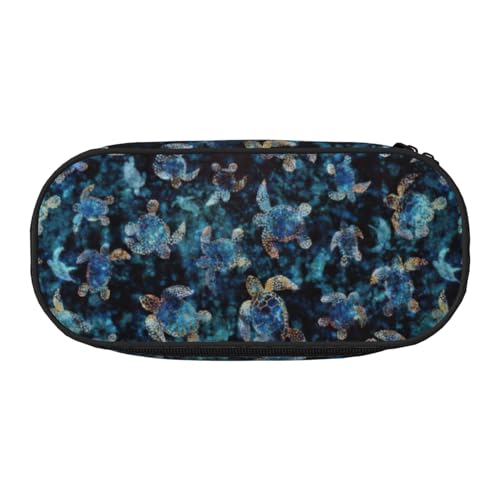 JEJEA Federmäppchen mit Meeresschildkröten-Druck, große Kapazität, große Aufbewahrung, hohe Kapazität, Beutel, Organizer, Box, Schwarz , Einheitsgröße, Taschen-Organizer von JEJEA