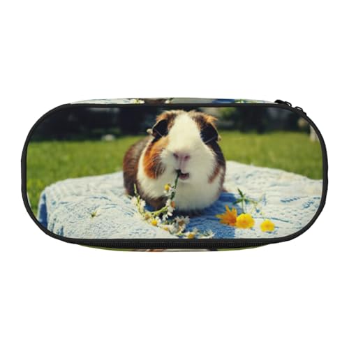 JEJEA Federmäppchen mit Meerschweinchen-Aufdruck, großes Fassungsvermögen, große Aufbewahrung, hohe Kapazität, Beutelhalter, Organizer, Schwarz , Einheitsgröße, Taschen-Organizer von JEJEA