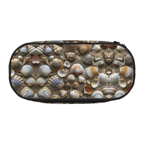 JEJEA Federmäppchen mit Muschelsanddruck, große Kapazität, große Aufbewahrung, hohe Kapazität, Beutelhalter, Organizer, Schwarz , Einheitsgröße, Taschen-Organizer von JEJEA