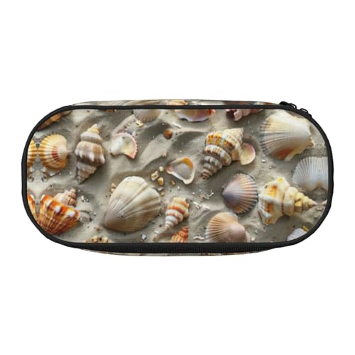 JEJEA Federmäppchen mit Muschelsanddruck, große Kapazität, große Aufbewahrung, hohe Kapazität, Beutelhalter, Organizer, Schwarz , Einheitsgröße, Taschen-Organizer von JEJEA