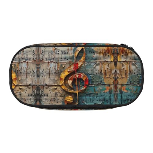 JEJEA Federmäppchen mit Musiknoten-Aufdruck, großes Fassungsvermögen, große Aufbewahrung, hohe Kapazität, Beutelhalter, Organizer, Schwarz , Einheitsgröße, Taschen-Organizer von JEJEA