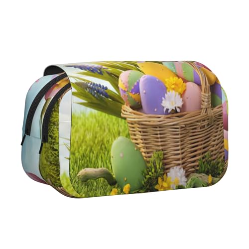 JEJEA Federmäppchen mit Ostereier-Aufdruck, Federmäppchen, Halter für Bleistifte, Make-up, Mehrzweck-Organizer-Box für Erwachsene, Schwarz , Einheitsgröße, Kulturbeutel von JEJEA