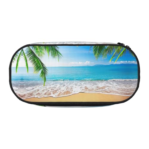 JEJEA Federmäppchen mit Palmenblättern, großes Fassungsvermögen, großes Fassungsvermögen, hohe Kapazität, Beutel, Organizer, Schwarz , Einheitsgröße, Taschen-Organizer von JEJEA