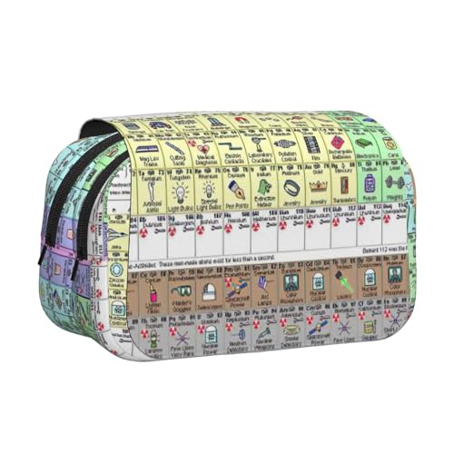 JEJEA Federmäppchen mit Periodensystem mit Elementen, bedruckt, für Bleistifte, Make-up, Mehrzweck-Organizer-Box für Erwachsene, Schwarz , Einheitsgröße, Kulturbeutel von JEJEA