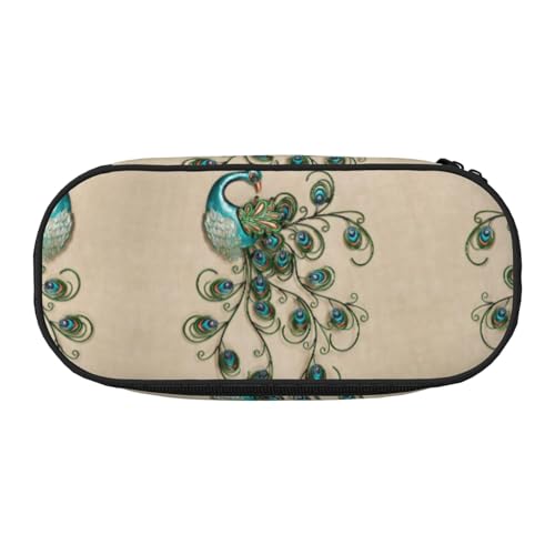 JEJEA Federmäppchen mit Pfauen-Aufdruck, großes Fassungsvermögen, große Aufbewahrung, hohe Kapazität, Beutelhalter, Organizer, Schwarz , Einheitsgröße, Taschen-Organizer von JEJEA