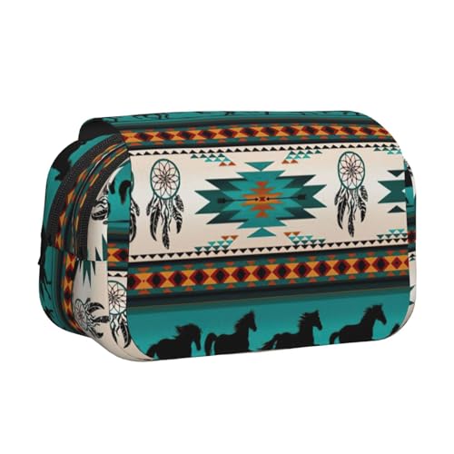 JEJEA Federmäppchen mit Pferdestreifenmuster, Federmäppchen, Halter für Bleistifte, Make-up, Mehrzweck-Organizer-Box für Erwachsene, Schwarz , Einheitsgröße, Kulturbeutel von JEJEA