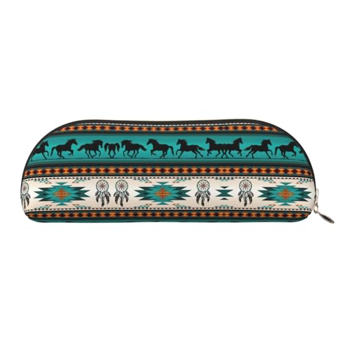 JEJEA Federmäppchen mit Pferdestreifenmuster, Leder, mit Reißverschluss, Federmäppchen, Federmäppchen, Make-up-Kosmetiktasche, gold, Einheitsgröße, Kulturbeutel von JEJEA