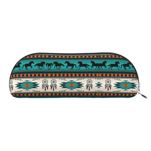 JEJEA Federmäppchen mit Pferdestreifenmuster, Leder, mit Reißverschluss, Federmäppchen, Federmäppchen, Make-up-Kosmetiktasche, silber, Einheitsgröße, Kulturbeutel von JEJEA