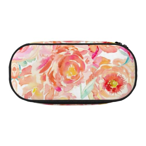 JEJEA Federmäppchen mit Pfingstrosen-Aufdruck, großes Fassungsvermögen, große Aufbewahrung, hohe Kapazität, Beutelhalter, Organizer, Schwarz , Einheitsgröße, Taschen-Organizer von JEJEA