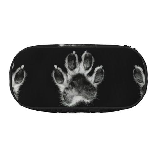 JEJEA Federmäppchen mit Pfotenabdruckmotiv, großes Fassungsvermögen, große Aufbewahrung, hohe Kapazität, Beutel, Organizer, Box, Schwarz , Einheitsgröße, Taschen-Organizer von JEJEA